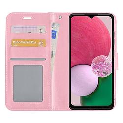 Foto van Basey samsung galaxy a13 4g hoesje book case kunstleer cover hoes - lichtroze