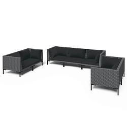 Foto van Vidaxl 7-delige loungeset met kussens poly rattan donkergrijs