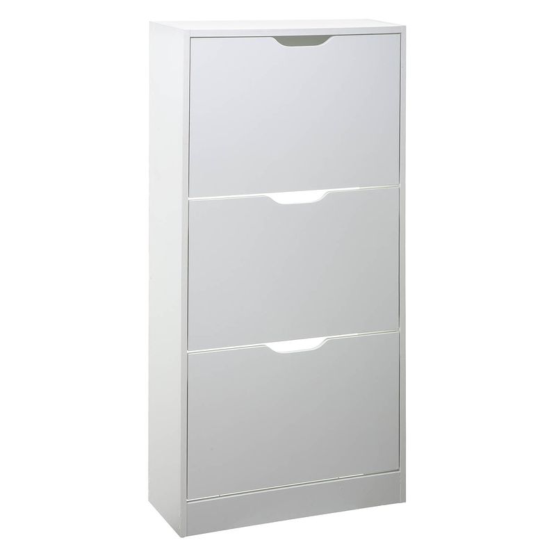 Foto van 4goodz schoenenkast 3 lades 60x24x118 cm - voor 18 paar - wit