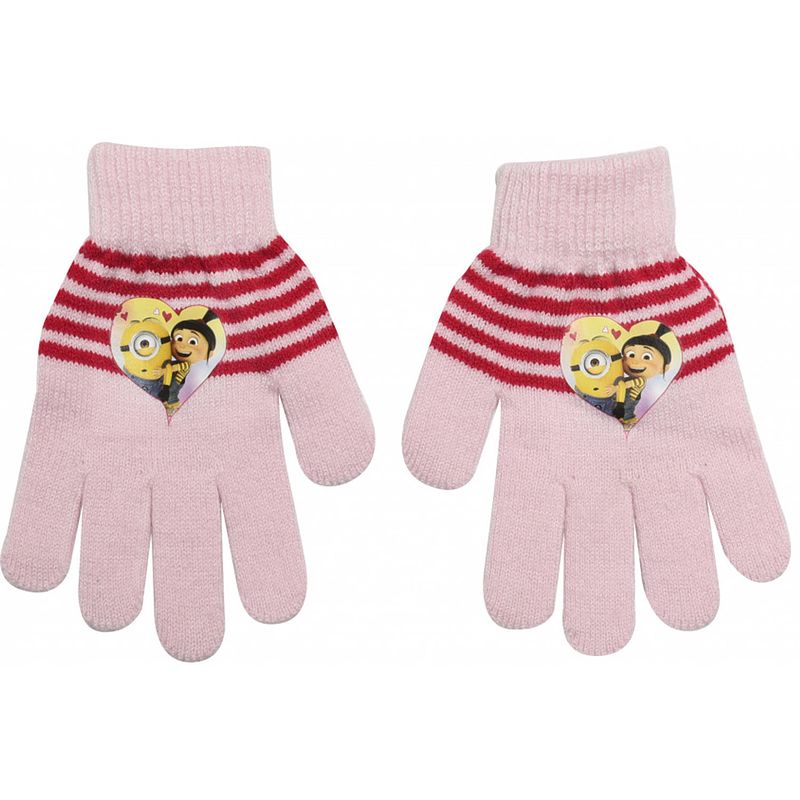 Foto van Handschoenen minions meisjes acryl roze/rood one-size