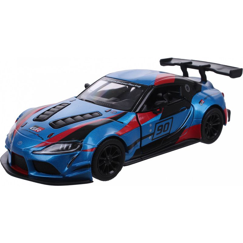 Foto van Kinsmart auto toyota gr supra racing gazoo 12,5 cm diecast blauw