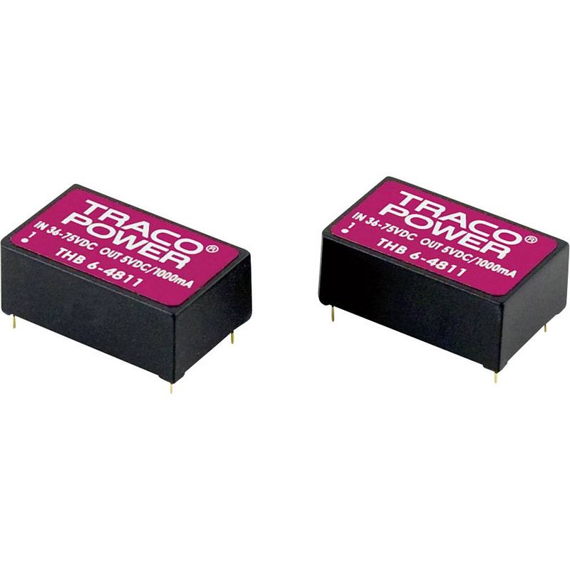 Foto van Tracopower thb 6-4822 dc/dc-converter, print 48 v/dc 12 v/dc, -12 v/dc 250 ma 6 w aantal uitgangen: 2 x