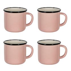 Foto van Haes deco - mokken set van 4 - 15x11x9 cm / 300 ml - keramiek - casual pink