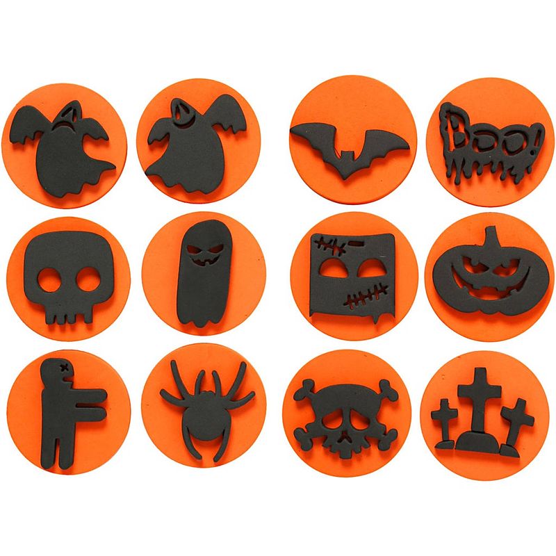 Foto van Creotime foam stempels halloween oranje 7,5 cm 12-delig