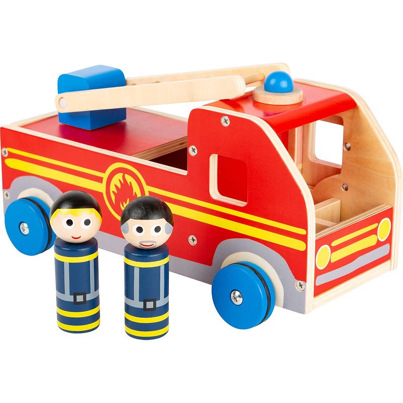 Foto van Small foot brandweerwagen xl hout jongens 30 cm rood 3-delig