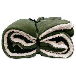 Foto van Droomtextiel luxe plaid groen 150 x 200 cm - fleece deken - super zacht - warm en donzig - bank plaid