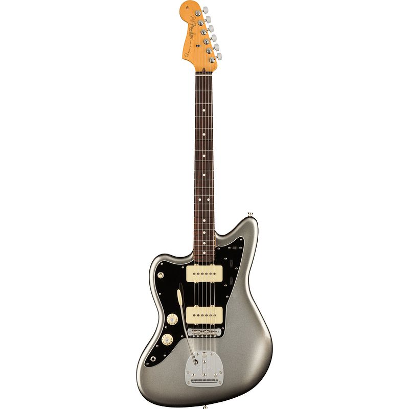 Foto van Fender american professional ii jazzmaster lh mercury rw linkshandige elektrische gitaar met koffer