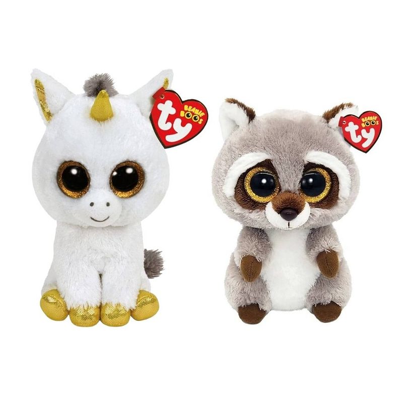 Foto van Ty - knuffel - beanie boo's - pegasus unicorn & racoon