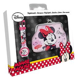 Foto van Disney horloge en portemonnee minnie mouse 22 cm roze 2-delig