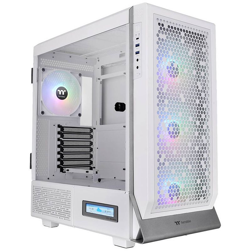 Foto van Thermaltake ca-1x5-00m6wn-00 midi-tower gaming-behuizing wit 4 voorgeïnstalleerde led-ventilators, zijvenster