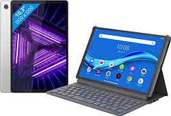 Foto van Lenovo tab m10 plus (2de generatie) 64gb wifi zilver + toetsenbord hoes qwerty grijs