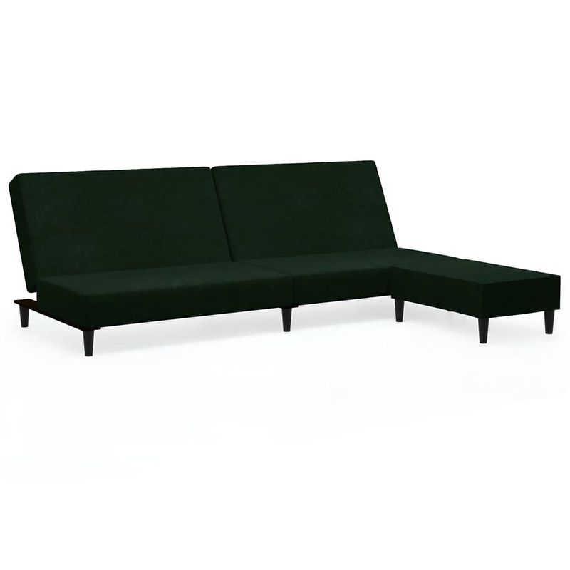 Foto van The living store bedbank met voetenbank - donkergroen fluweel - 200 x 84.5 x 69 cm - multifunctioneel