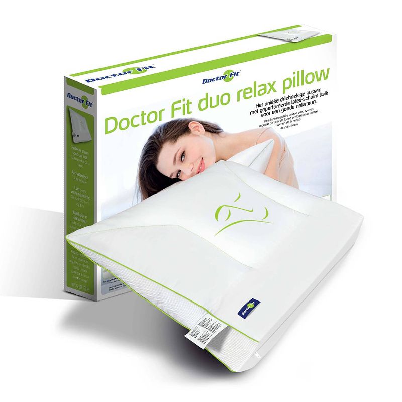 Foto van Dr.fit - green duo relax pillow neck: latex w/ latexballs