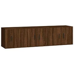 Foto van The living store klassieke televisiekastenset - tv-meubel - wandgemonteerd - bruineiken - 2x 57x34.5x40cm - 1x