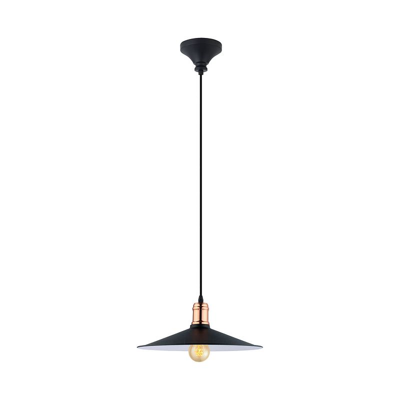 Foto van Eglo vintage bridport - hanglamp - 1 lichts - ø360 mm. - zwart - koper