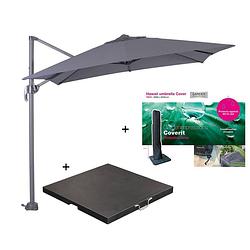 Foto van Garden impressions hawaii zweefparasol s 250x250 - donker grijs met 60 kg parasolvoet en parasolhoes