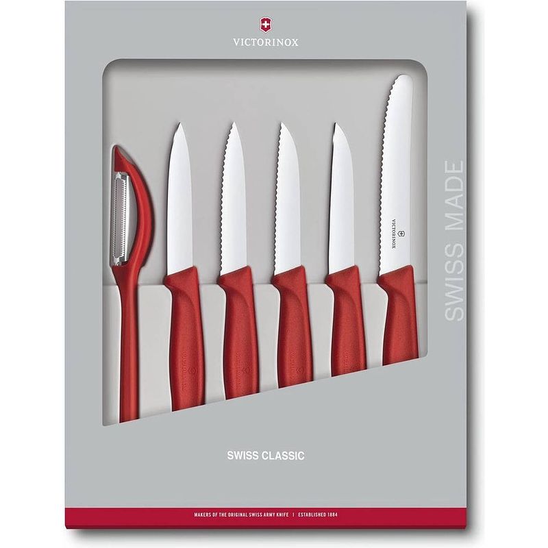 Foto van Victorinox swiss classic groentemessen 6 stuks rood