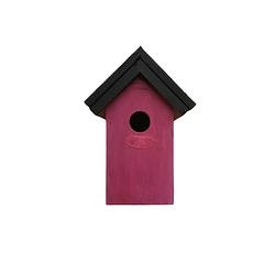 Foto van Houten vogelhuisje/nestkastje 22 cm - zwart/roze dhz schilderen pakket - vogelhuisjes