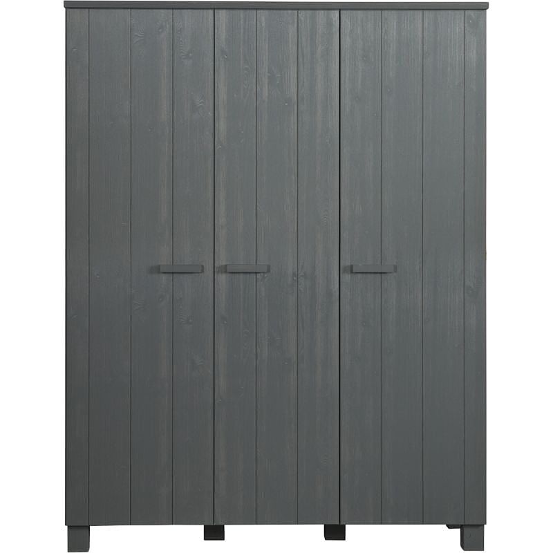 Foto van Dennis 3-deurs kast grenen steel grey geborsteld