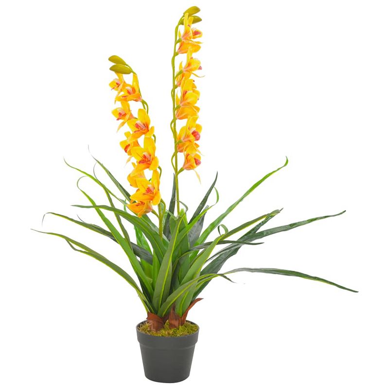 Foto van Vidaxl kunstplant met pot orchidee 90 cm geel