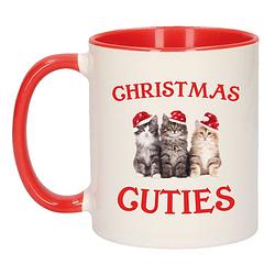 Foto van Christmas cuties kerstcadeau kerstmok rood met kittens 300 ml - bekers