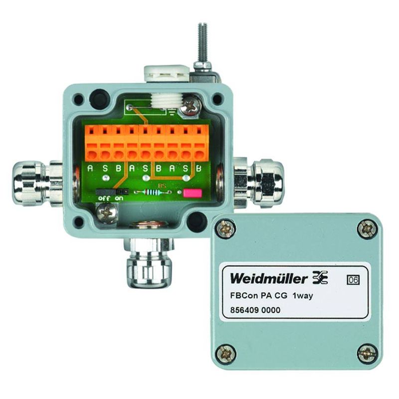 Foto van Weidmüller fbcon ss dp pcg 1way 8714260000 passieve sensor/actorbox profibus-dp standaardverdeler zonder bus aansluiting 1 stuk(s)