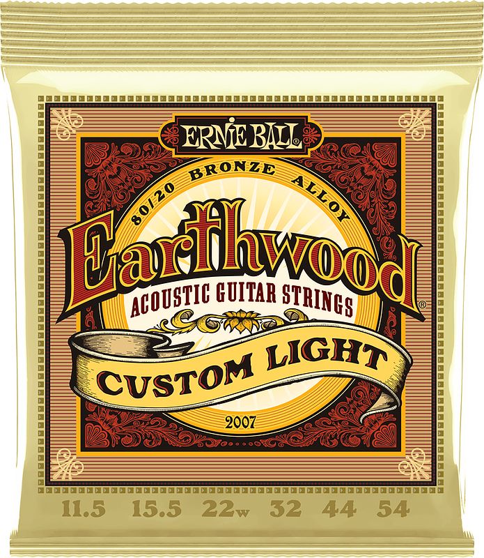 Foto van Ernie ball 2007 earthwood custom light 80/20 bronze (011.5-054) snarenset voor akoestische westerngitaar