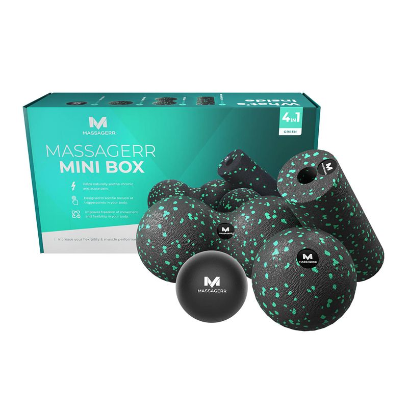 Foto van Massagerr® mini box - massage bal, duo massagebal & mini foam roller - massage roller - triggerpoint massage set