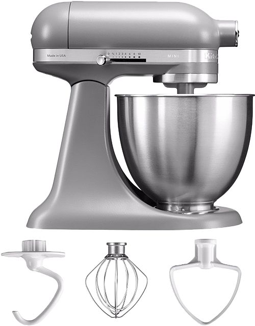 Foto van Kitchenaid artisan mini mixer 5ksm3311x mat grijs