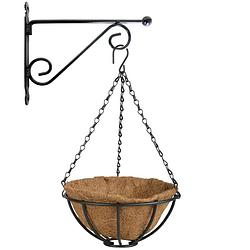 Foto van Hanging basket 25 cm met metalen muurhaak en kokos inlegvel - plantenbakken