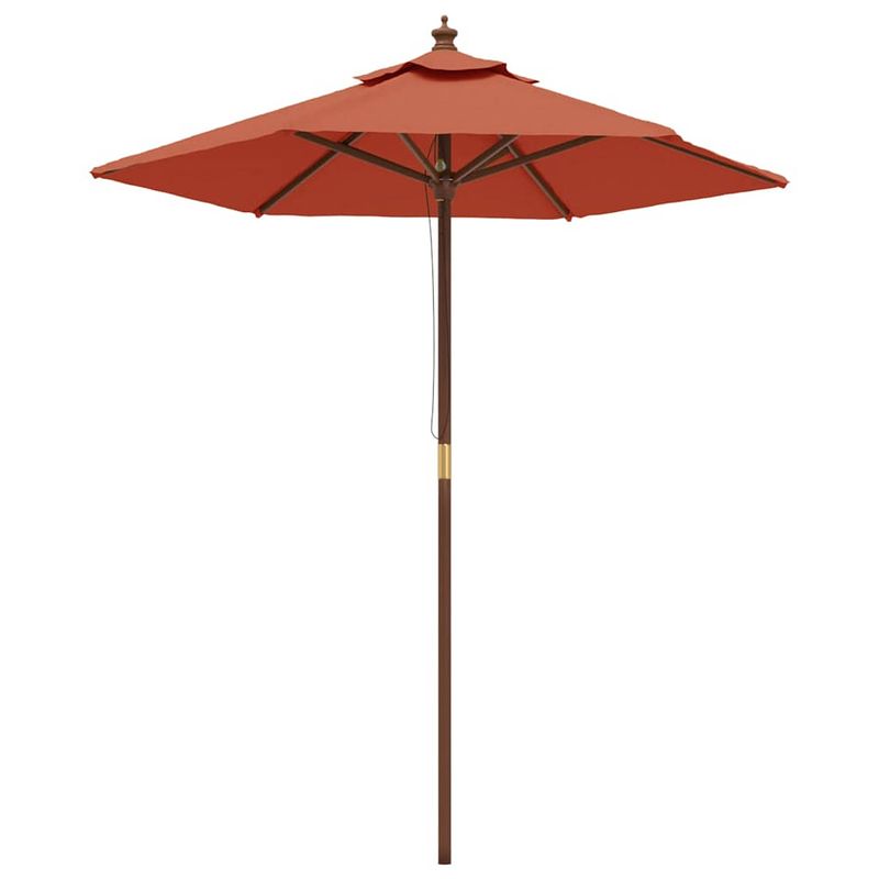 Foto van The living store parasol met houten paal 196x231 cm terracottakleurig - parasol