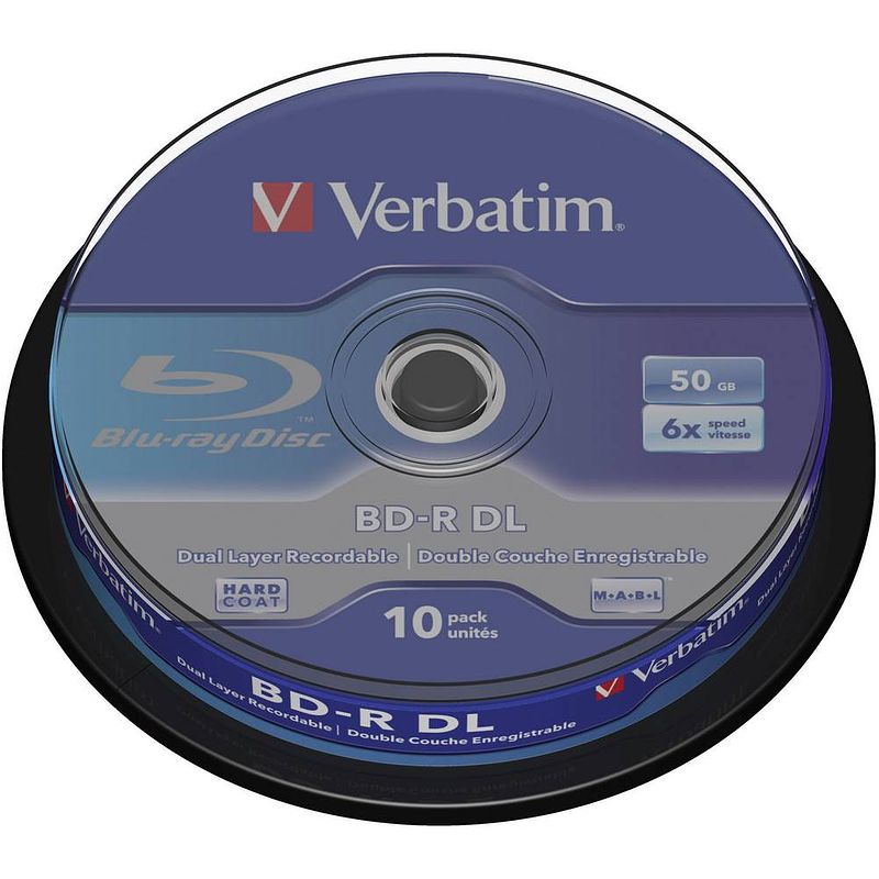 Foto van Verbatim 43746 blu-ray bd-r dl disc 50 gb 10 stuk(s) spindel