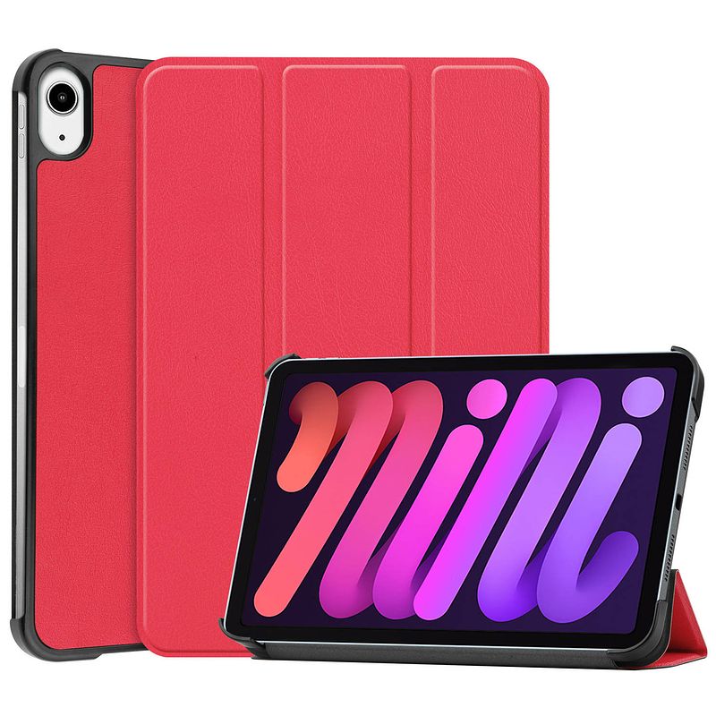 Foto van Basey ipad mini 6 hoesje kunstleer hoes case cover ipad mini 6-rood