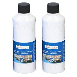 Foto van 2x witte acrylverf / temperaverf fles 250 ml hobby/knutsel verf - hobbyverf