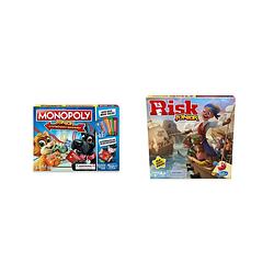 Foto van Spellenset - bordspel - 2 stuks - monopoly junior elektronisch bankieren & risk junior