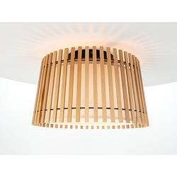 Foto van Eglo fattoria plafondlamp - e27 - ø 38 cm - zwart/bruin/wit - hout /textiel