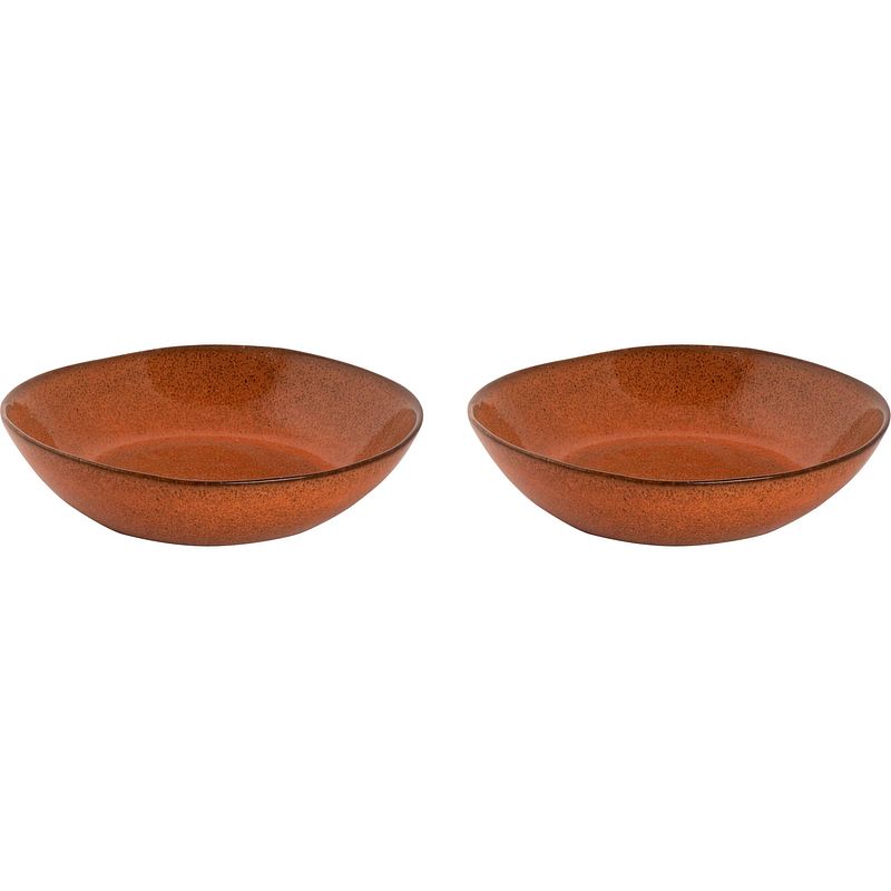 Foto van Palmer bord diep rustique 21 cm oranje stoneware 2 stuk(s)