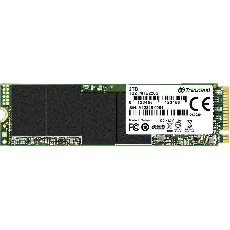 Foto van Transcend 220s 2 tb nvme/pcie m.2 ssd 2280 harde schijf m.2 nvme pcie 3.0 x4 retail ts2tmte220s