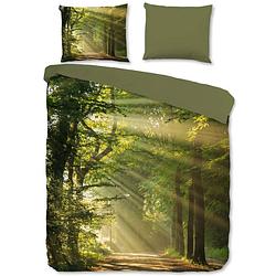 Foto van Good morning woods dekbedovertrek - 2-persoons (200x200/220 cm + 2 slopen) - katoen - groen