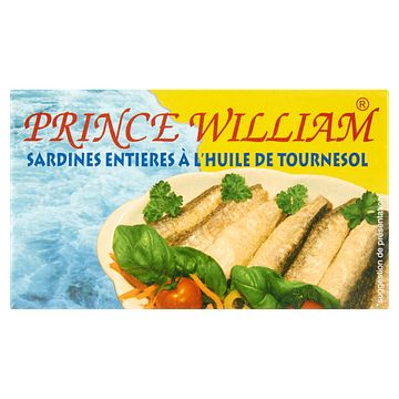 Foto van Prince william sardines met huid en graat in zonnebloemolie 125g bij jumbo