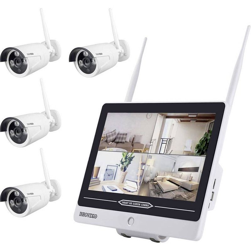 Foto van Inkovideo inko-al3003-4 wifi ip-bewakingscameraset 4-kanaals met 4 cameras 1280 x 960 pixel