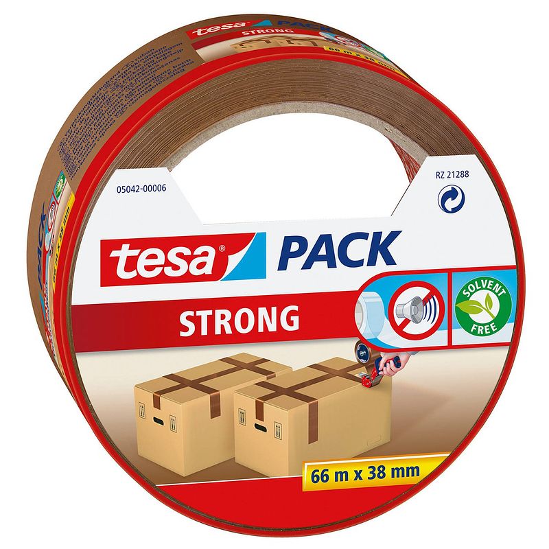 Foto van 3x tesa bruine verpakkingstape 66 mtr x 38 mm - tape (klussen)