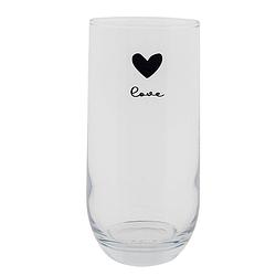 Foto van Clayre & eef waterglas ø 6*14 cm / 280 ml transparant zwart glas hart love longdrinkglas drinkglas transparant