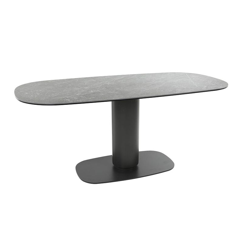 Foto van Giga meubel - eetkamertafel naturel zwart - 180cm - 4-6 personen - kolom