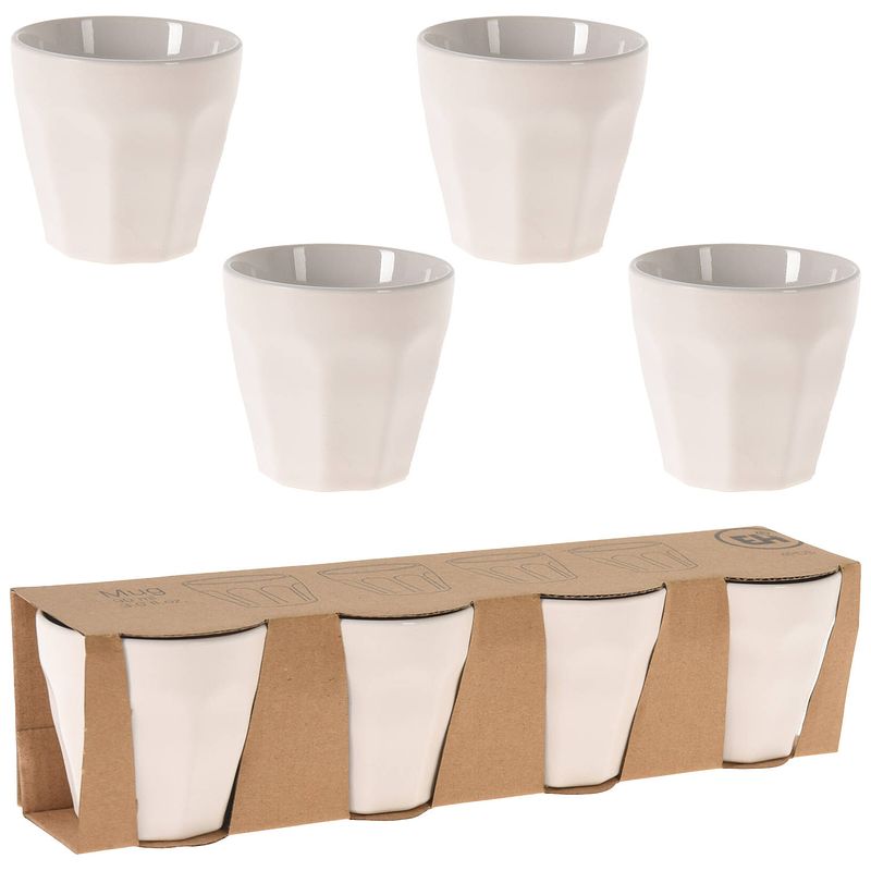 Foto van Excellent houseware espresso/koffie kopjes - 8x - wit - porselein - 90 ml - bekers