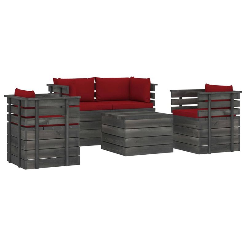 Foto van Vidaxl 5-delige loungeset met kussens pallet massief grenenhout