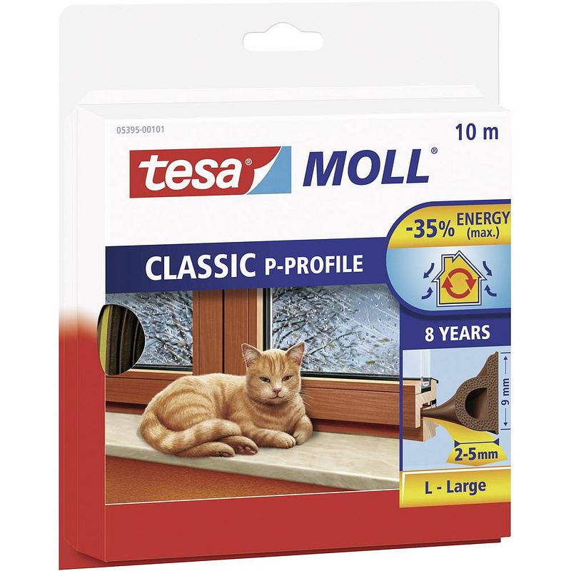 Foto van Tesa p-profile 05395-00101-00 afdichtingstape tesamoll bruin (l x b) 10 m x 9 mm 1 stuk(s)