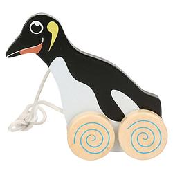 Foto van Houten trekdiertje pinguin 13 cm - trekfiguren