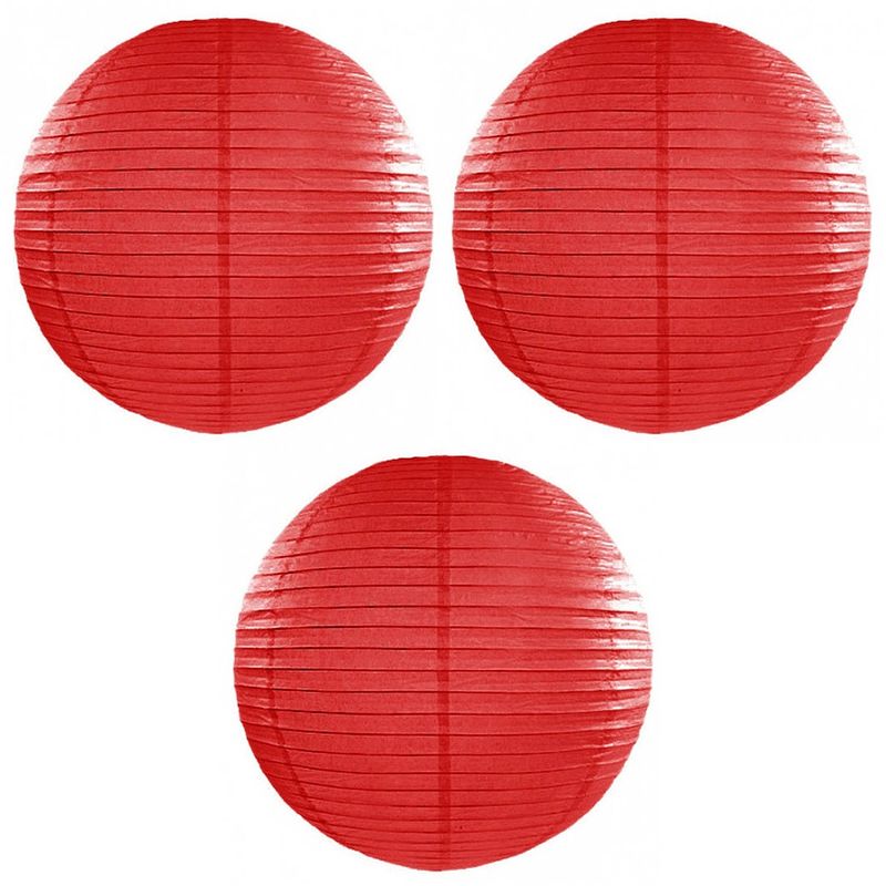 Foto van 3x stuks luxe bol vorm lampion rood 50 cm - feestlampionnen