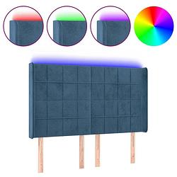 Foto van Vidaxl hoofdbord led 147x16x118/128 cm fluweel donkerblauw